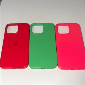 Apple iPhone Silicone Cases - Red, Green, Neon Pink for iPhone 14 Pro Max